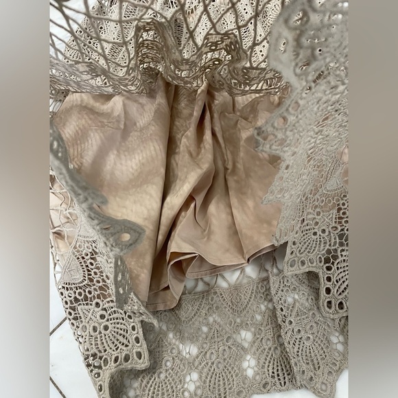 NEW Geode ModCloth, Small, beige tan crochet over lining fit & flare midi dress - Picture 9 of 9